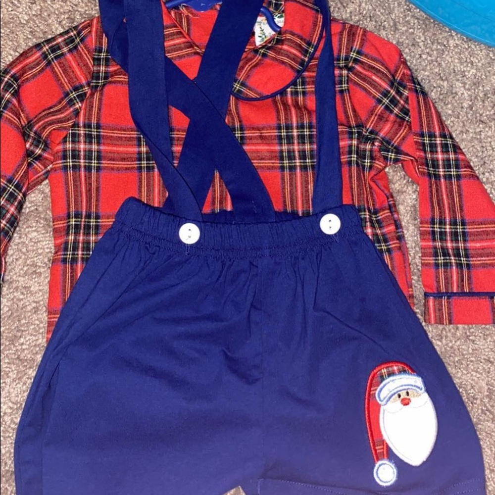 Santa short suspender set 12M
